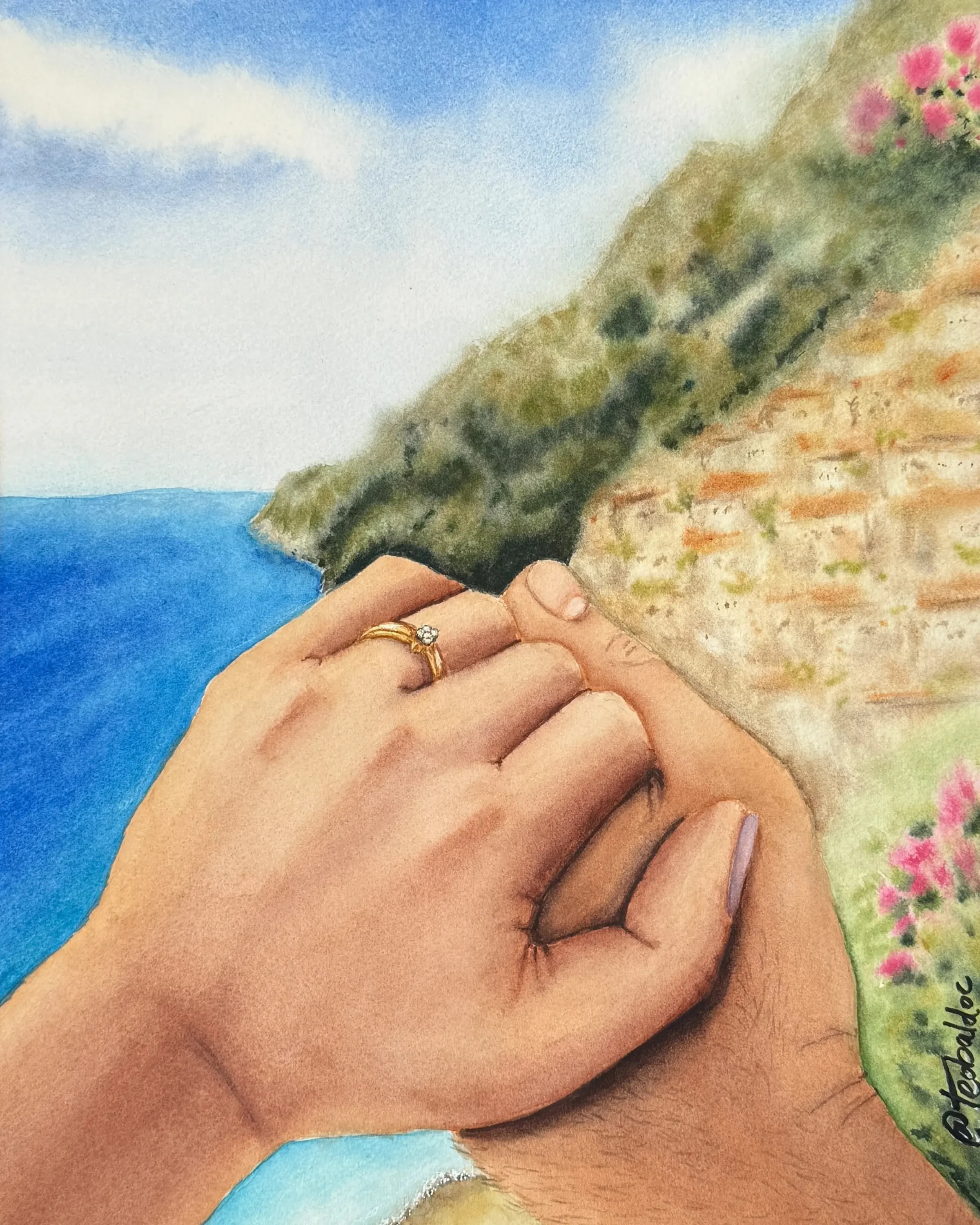 Portada de la acuarela — La promesa entre sus manos