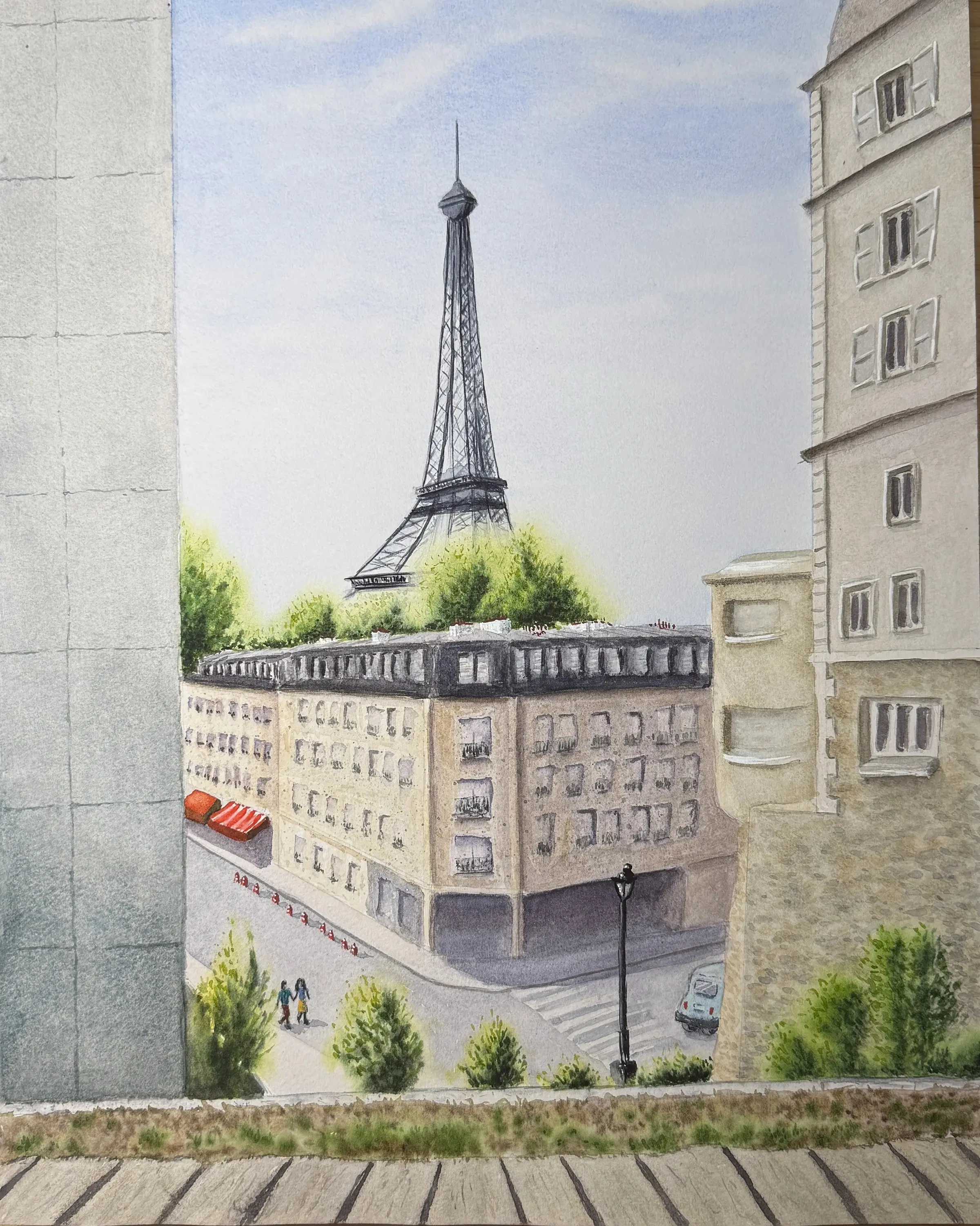 Portada de la acuarela — La vista de París que ella no olvidó